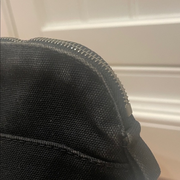 Black Hermes Canvas Pouch with Beige Leather Trim - Picture 10 of 11